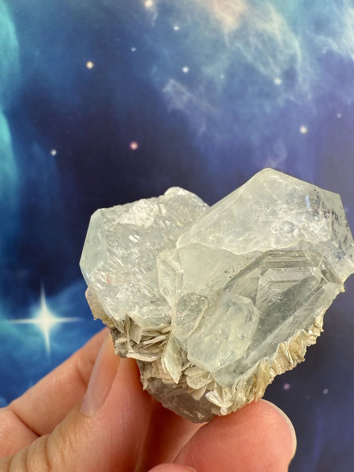 Aquamarine Cluster with Muscovite
