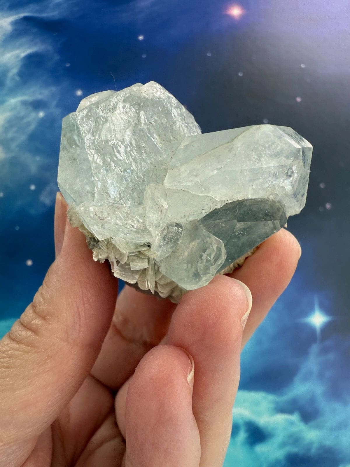 Aquamarine Cluster with Muscovite
