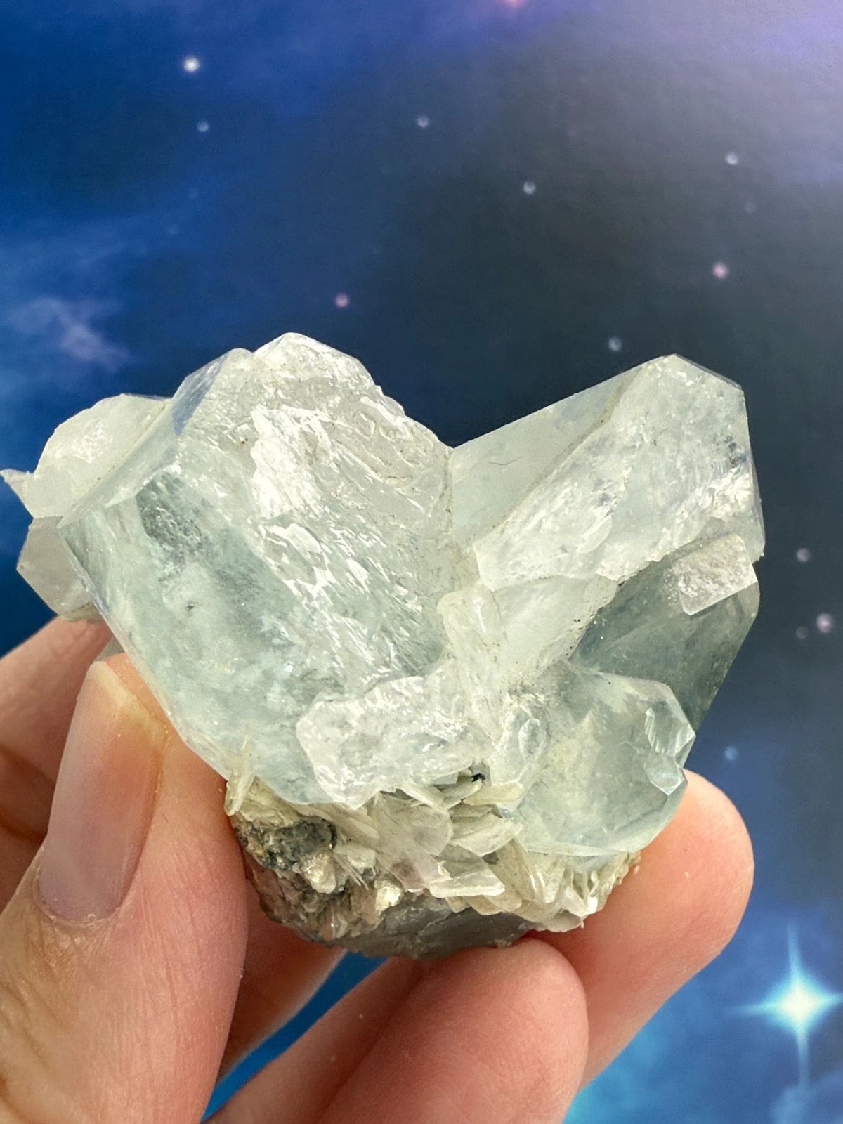 Aquamarine Cluster with Muscovite
