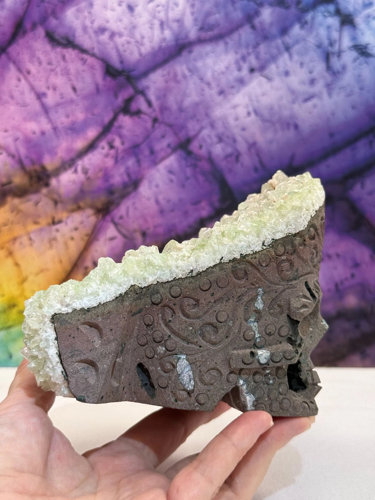 Green Apophyllite Skull