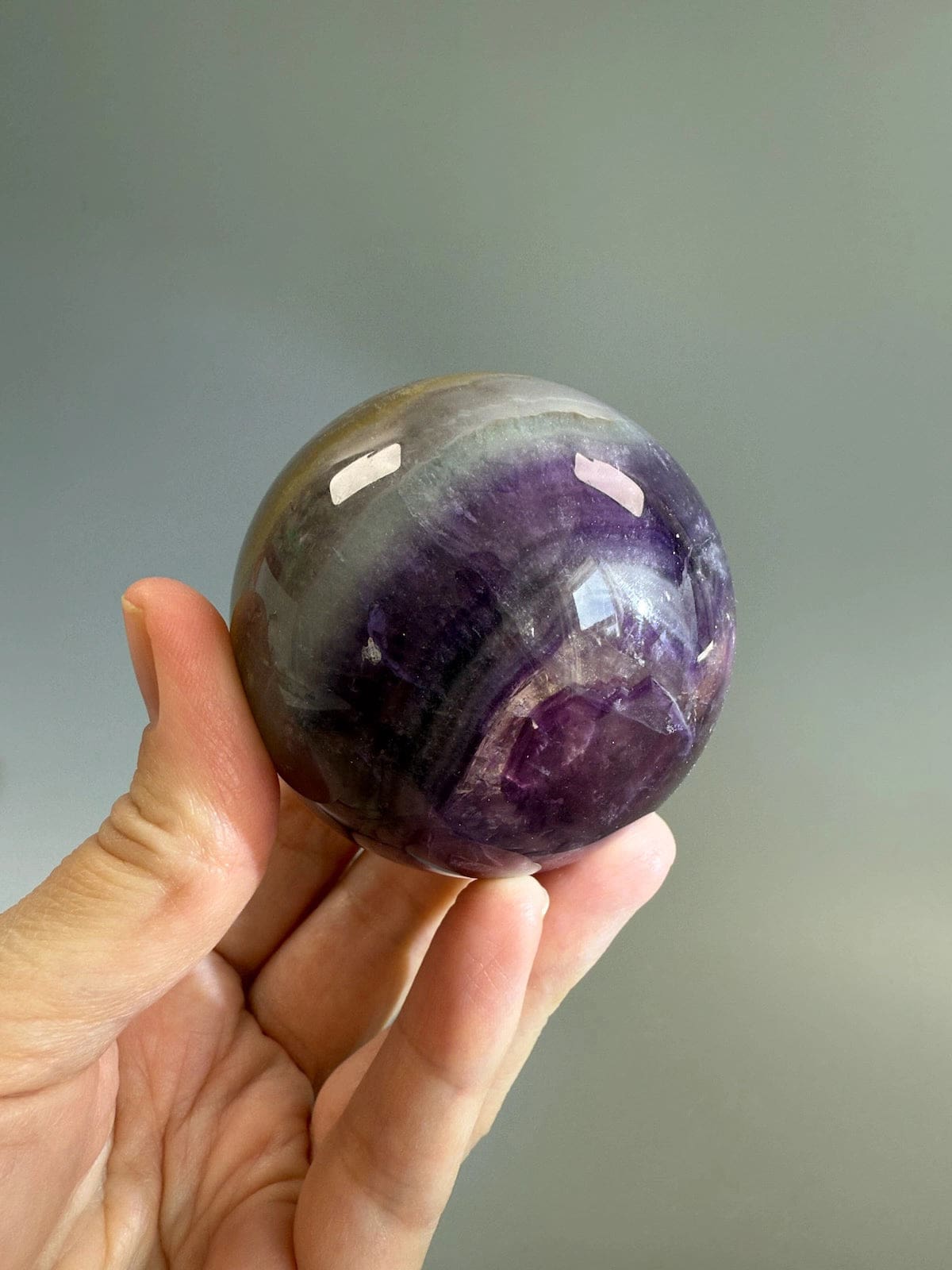 Rainbow Fluorite Sphere with Mica