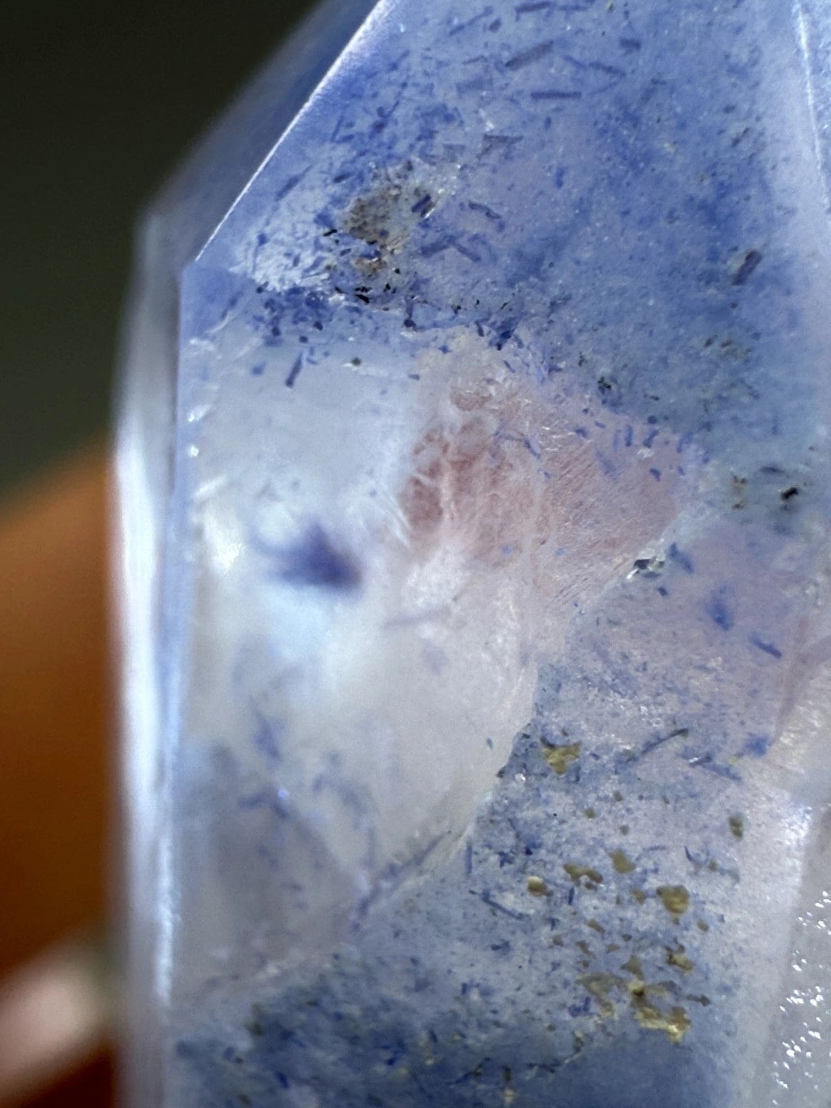 Rare Dumortierite in Quartz Point