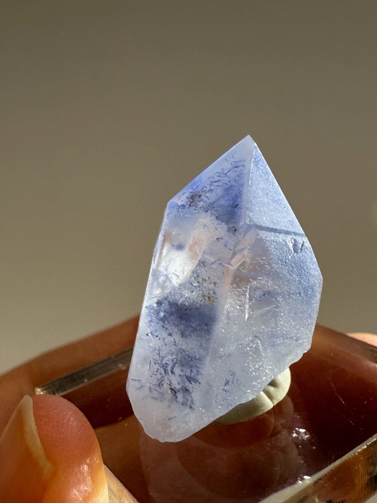 Rare Dumortierite in Quartz Point