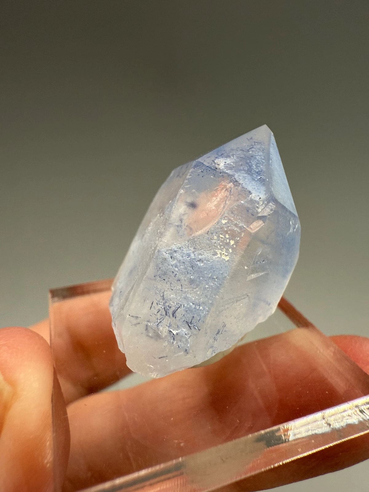 Rare Dumortierite in Quartz Point