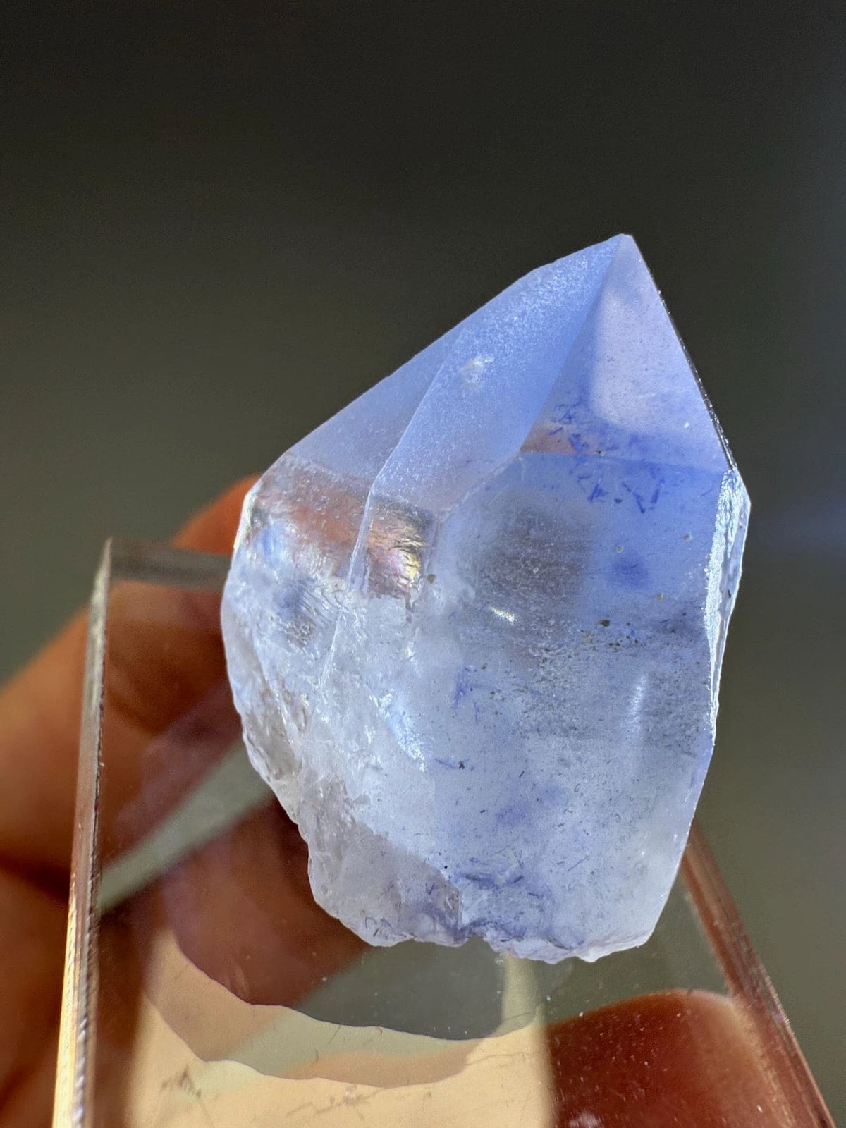 Rare Dumortierite in Quartz Point