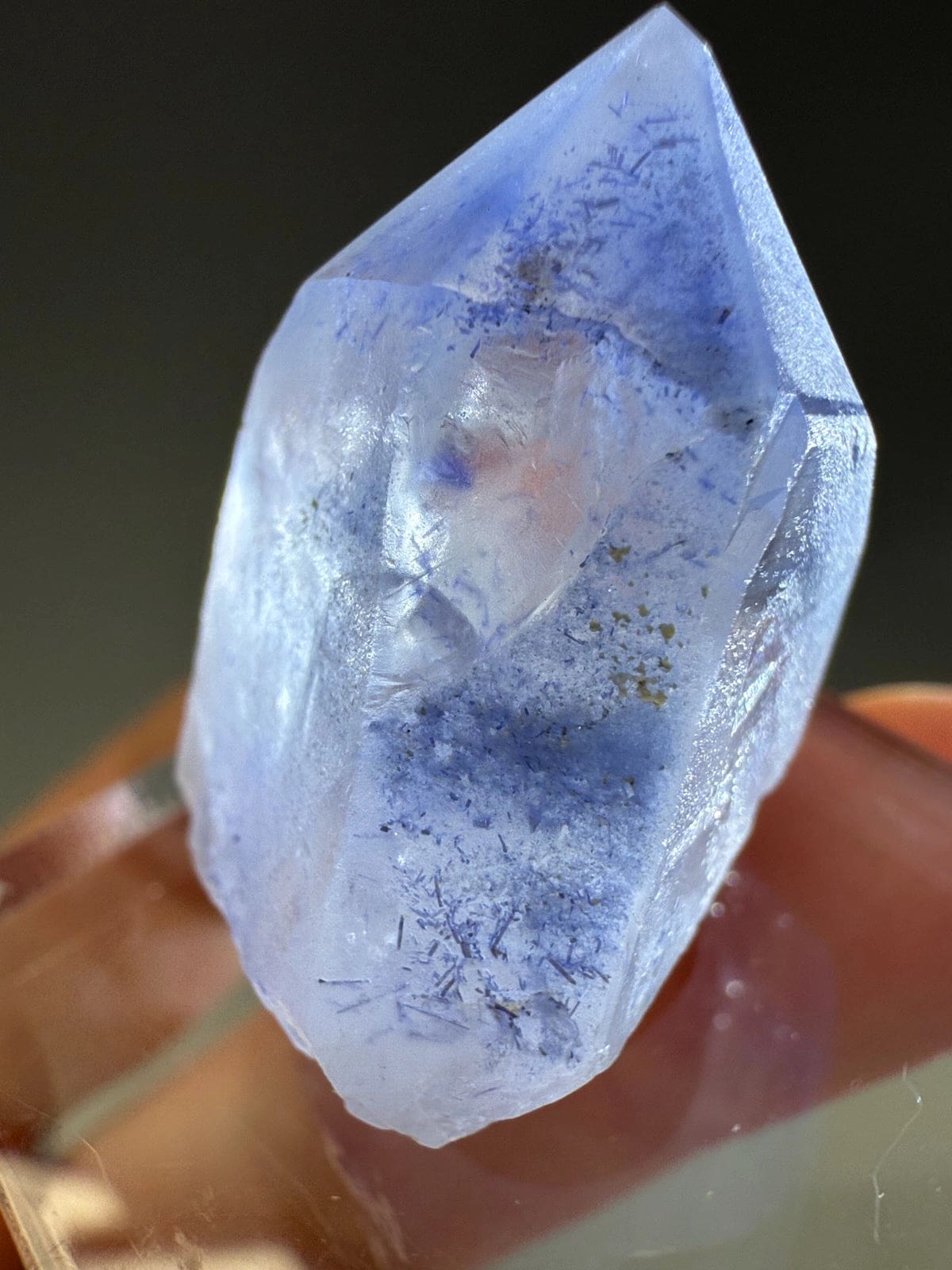 Rare Dumortierite in Quartz Point