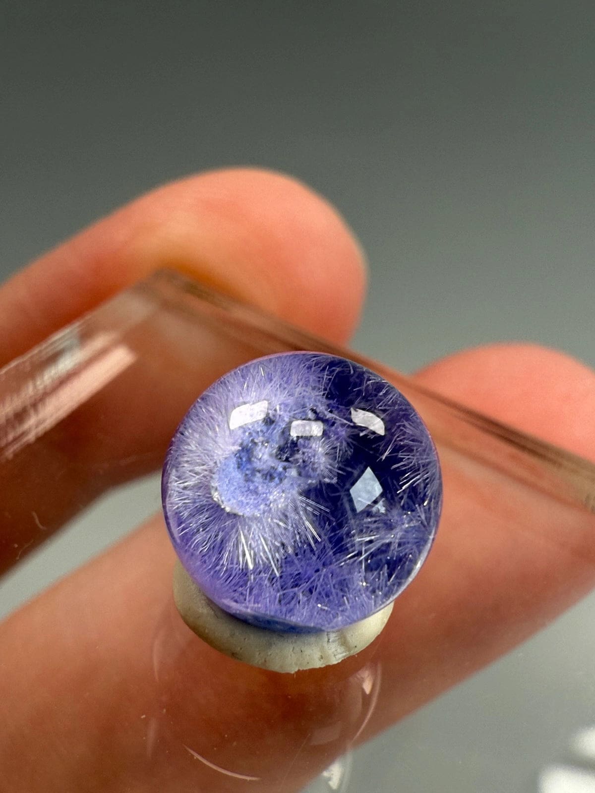 Rare Dumorturite In Quartz Sphere