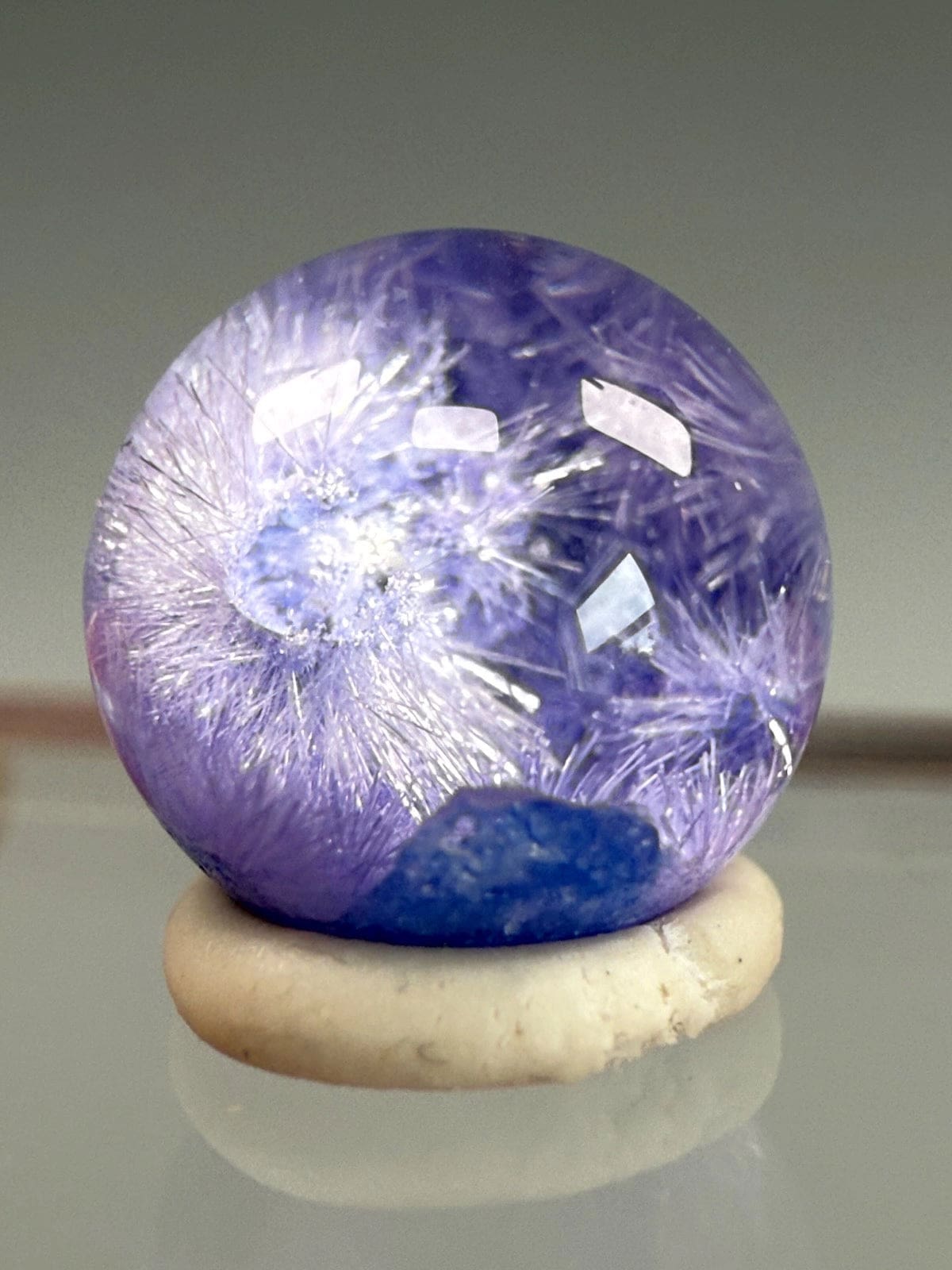 Rare Dumorturite In Quartz Sphere