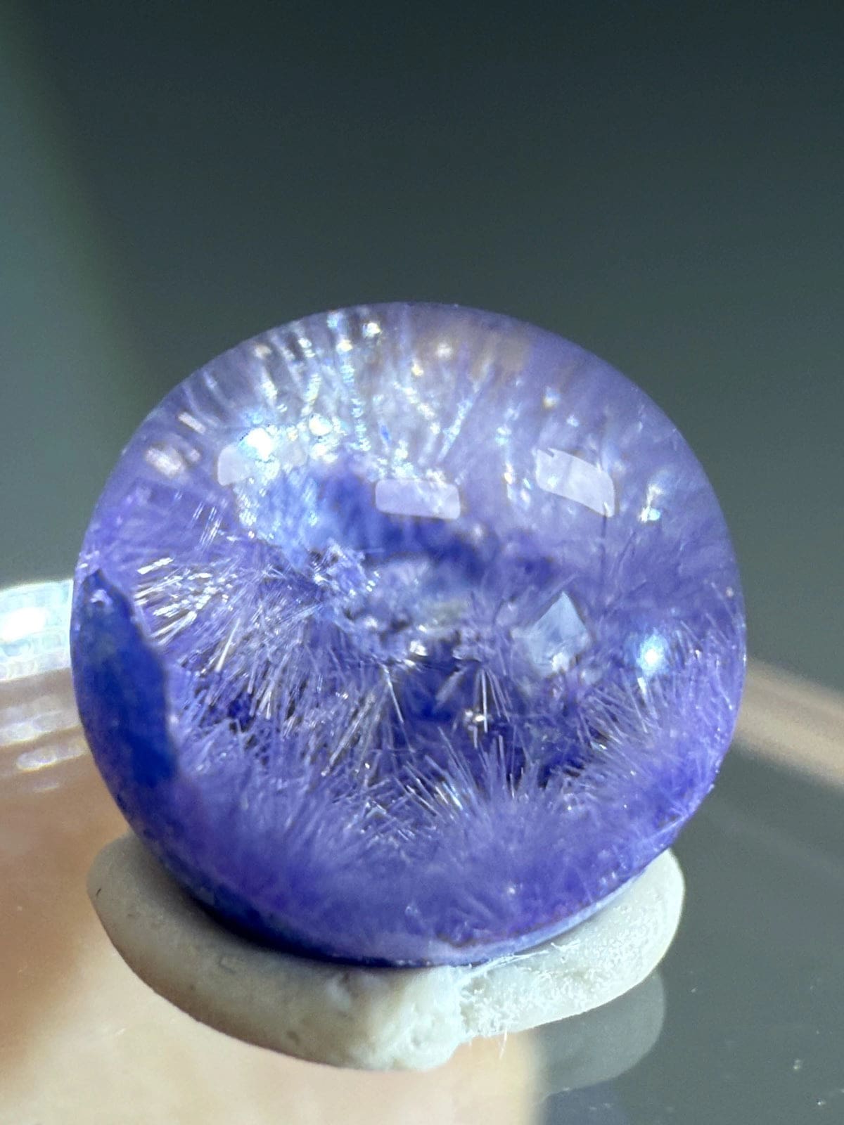 Rare Dumorturite In Quartz Sphere