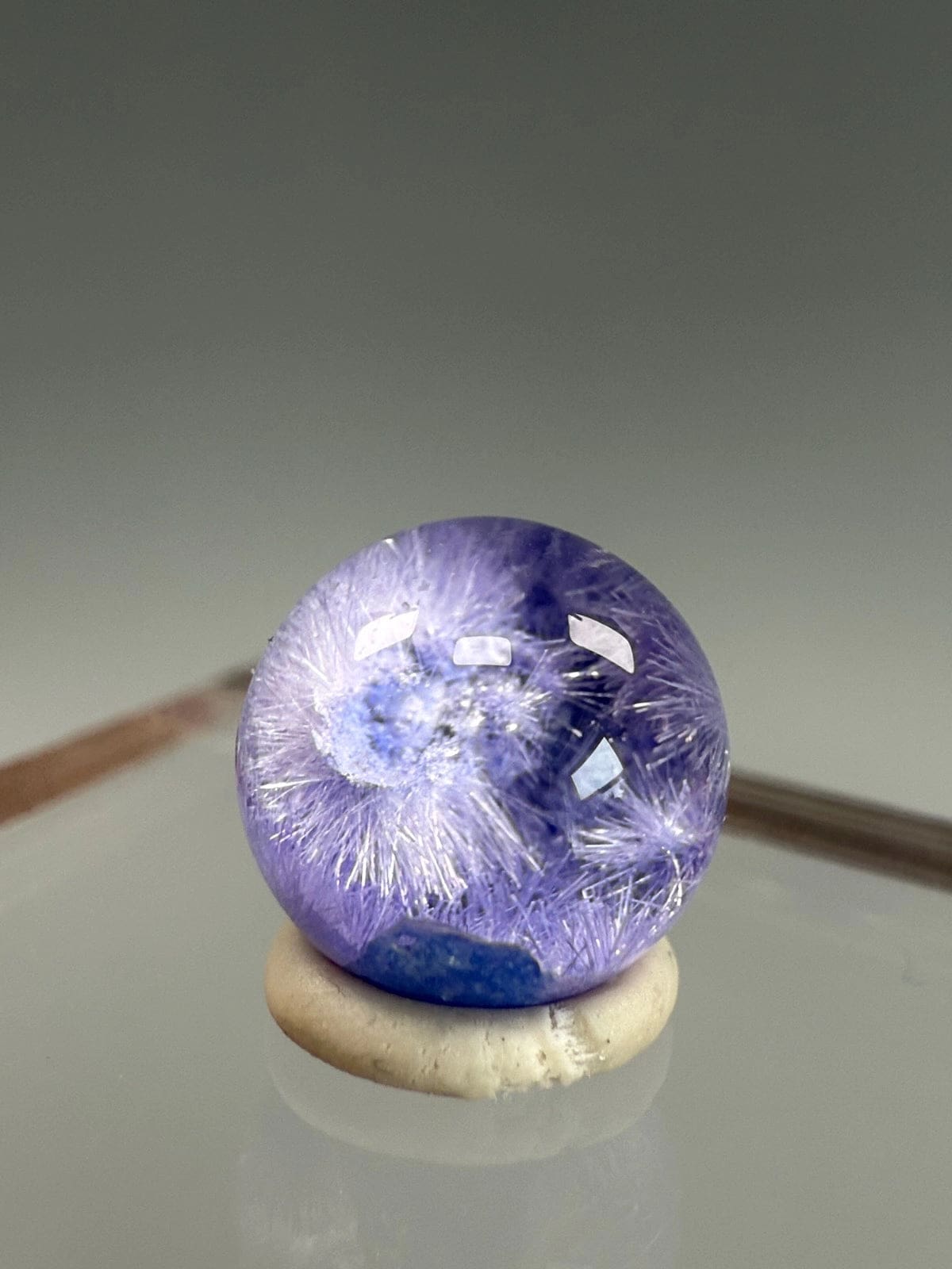 Rare Dumorturite In Quartz Sphere