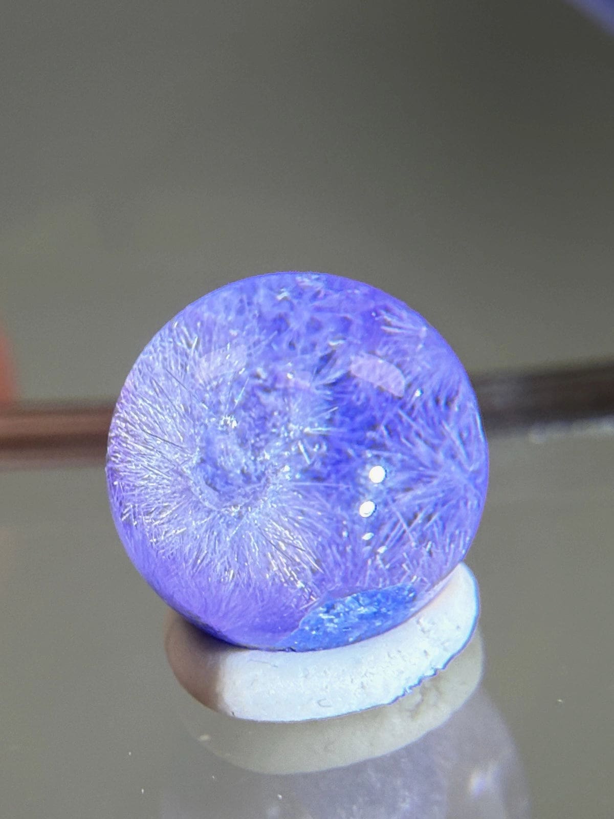 Rare Dumorturite In Quartz Sphere
