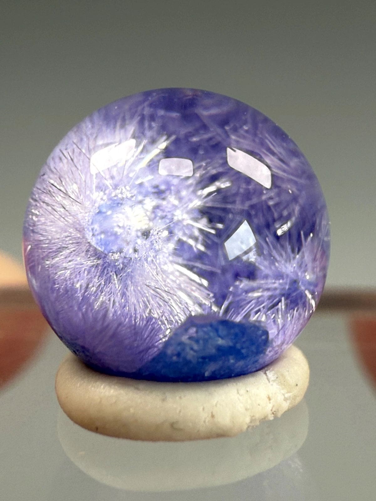 Rare Dumorturite In Quartz Sphere