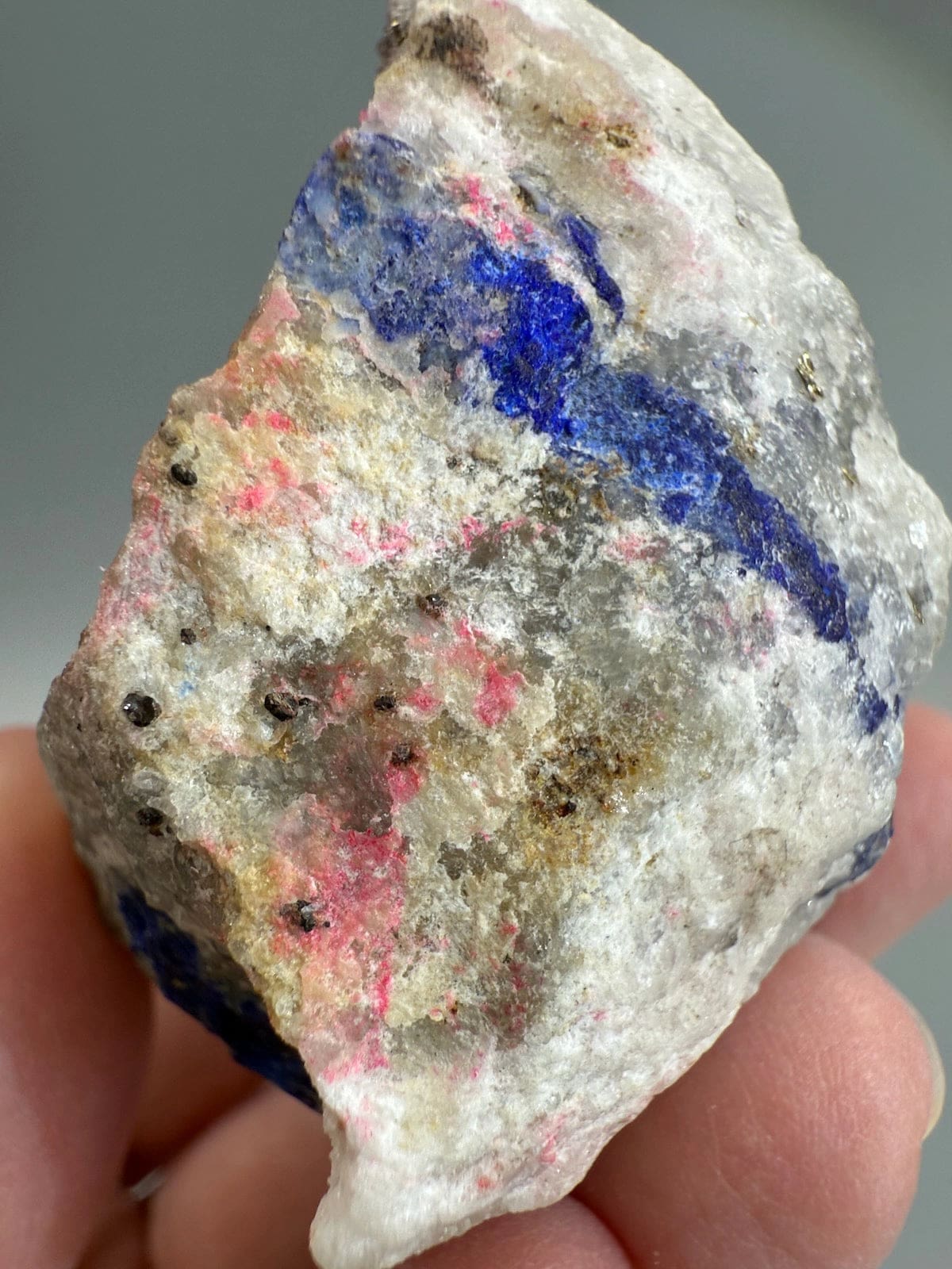 Rare Lazurite with Tugtupite and Pyrite