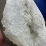 Scolecite Spray in Quartz Geode