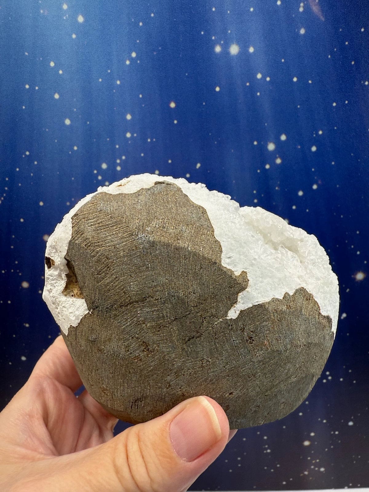 Scolecite Spray in Quartz Geode