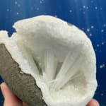 Scolecite Spray in Quartz Geode
