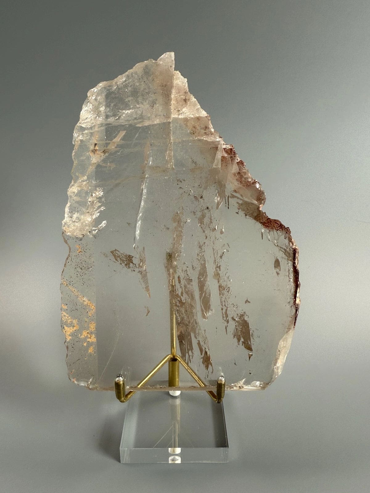 Smokey Quartz Plate A with Sparkling Lepidocrocite