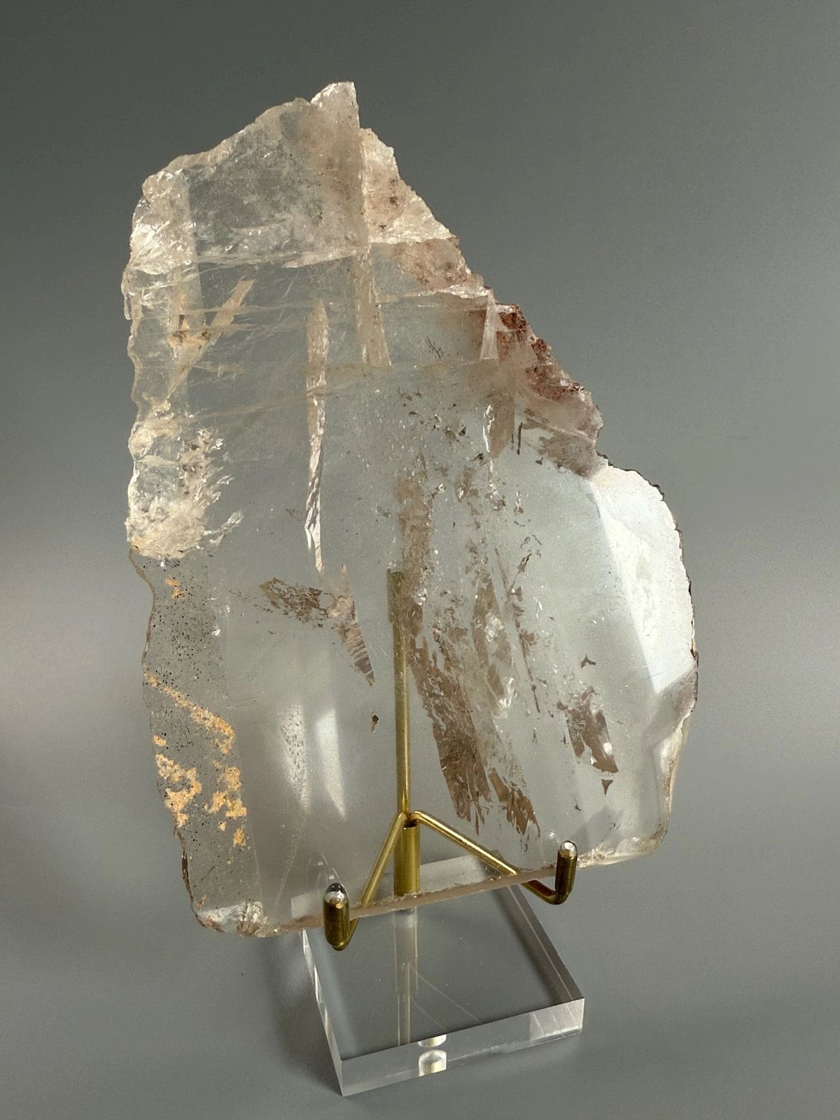 Smokey Quartz Plate A with Sparkling Lepidocrocite