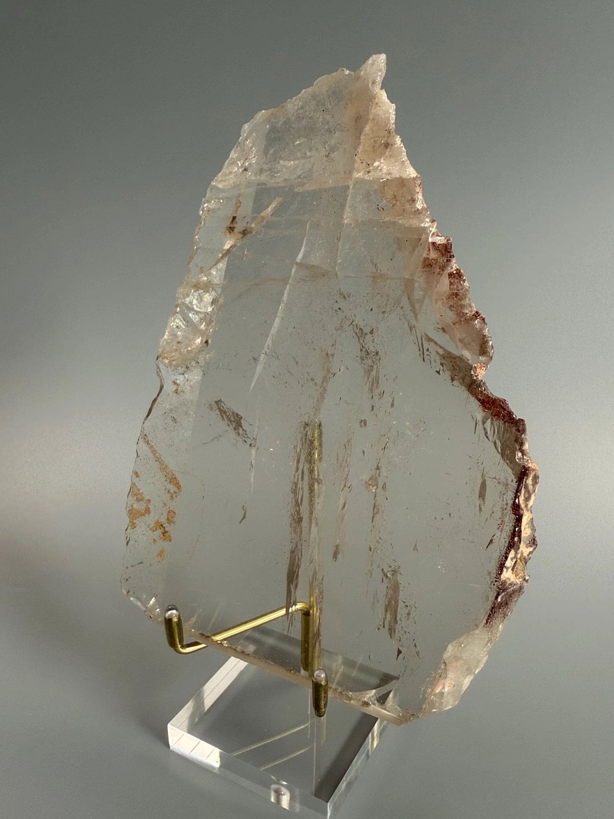 Smokey Quartz Plate A with Sparkling Lepidocrocite