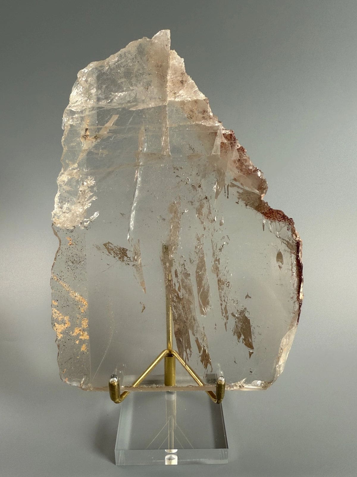 Smokey Quartz Plate A with Sparkling Lepidocrocite