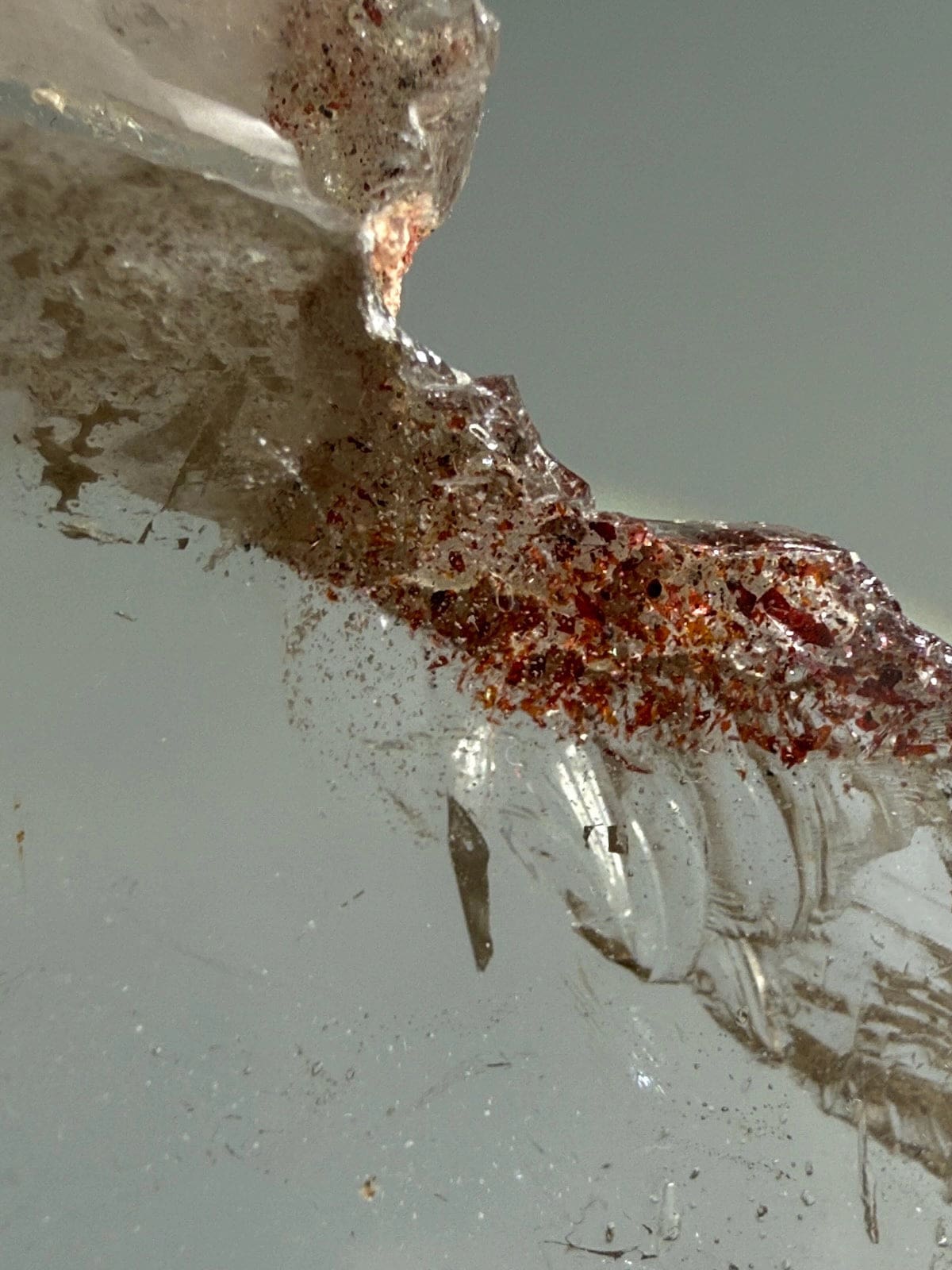 Smokey Quartz Plate A with Sparkling Lepidocrocite
