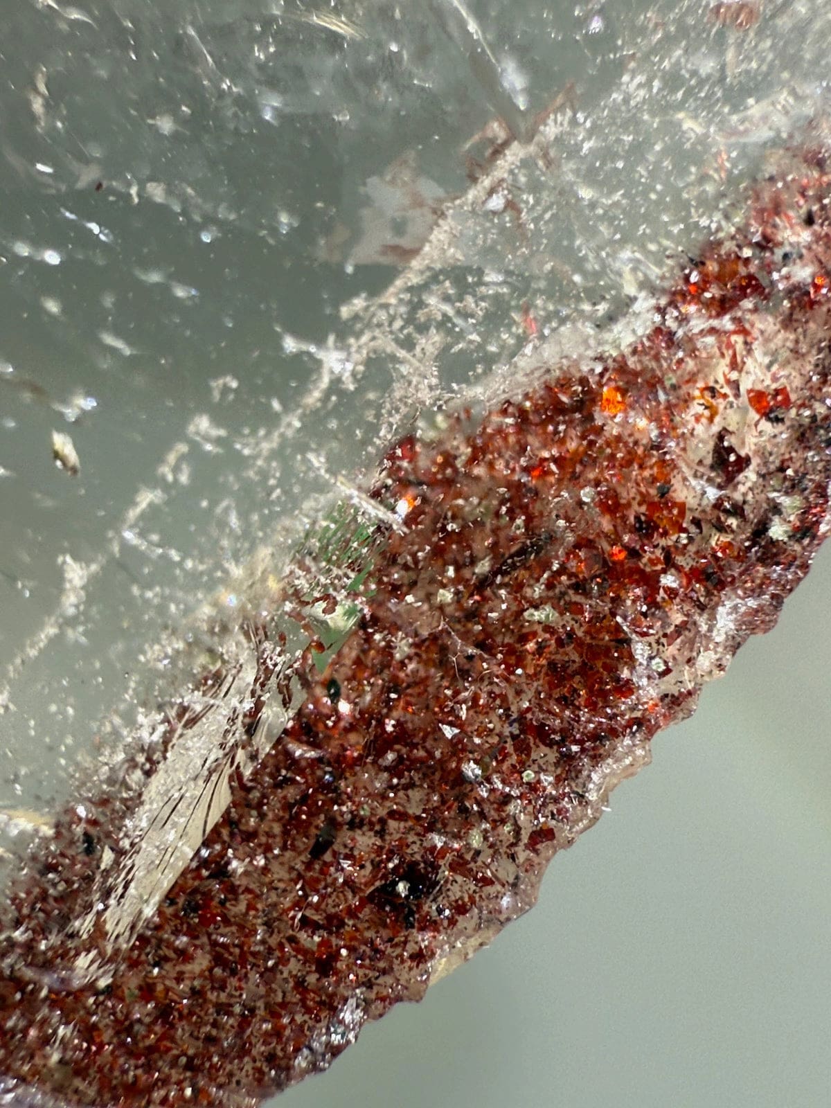 Smokey Quartz Plate B with Sparkling Lepidocrocite