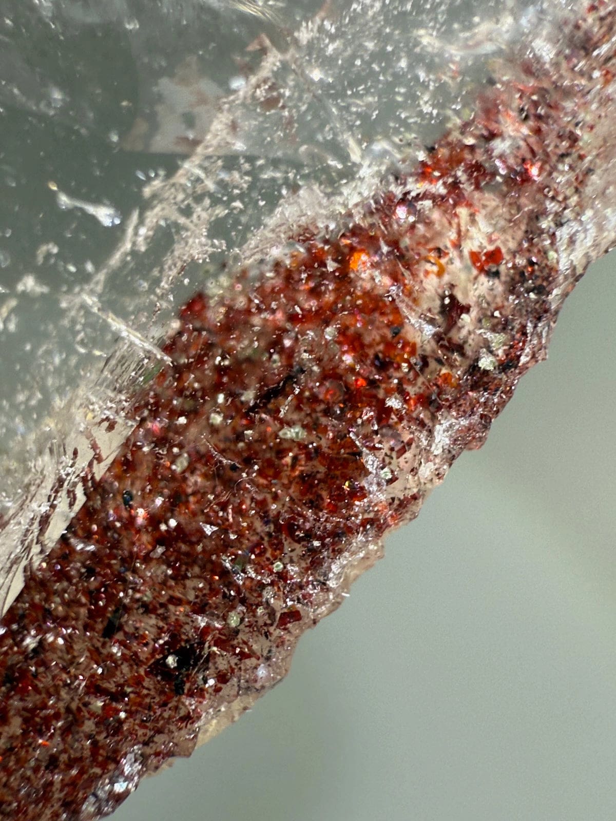 Smokey Quartz Plate B with Sparkling Lepidocrocite
