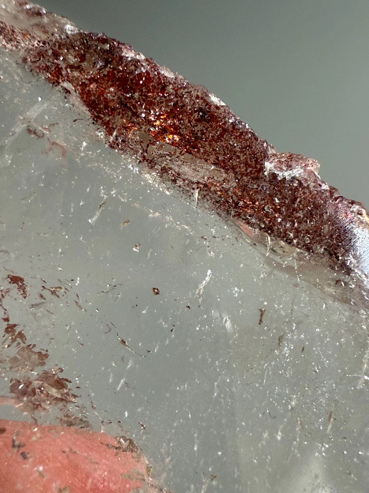 Smokey Quartz Plate B with Sparkling Lepidocrocite