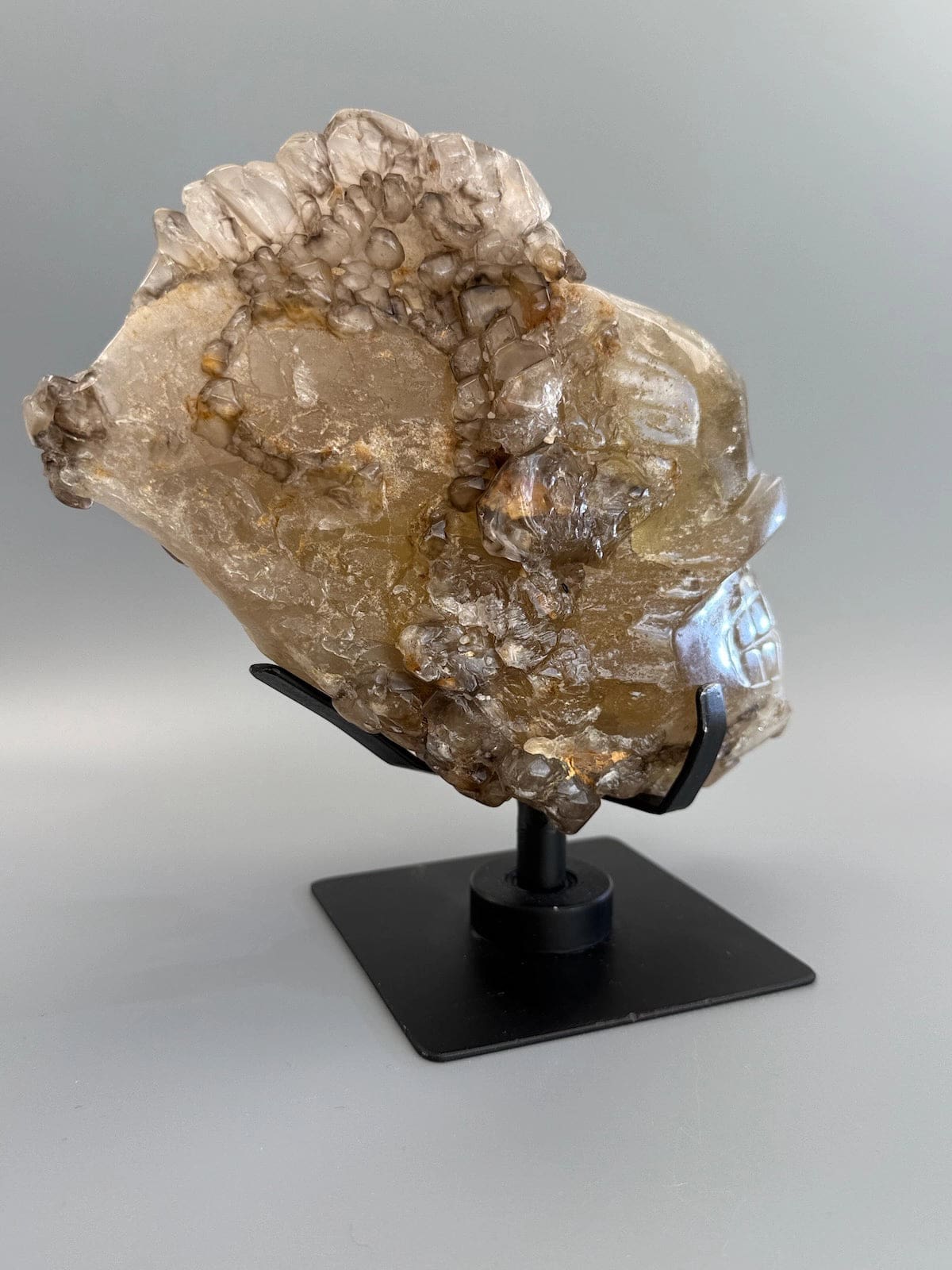Statement Large Natural Citrine with Smokey Elestial Skull