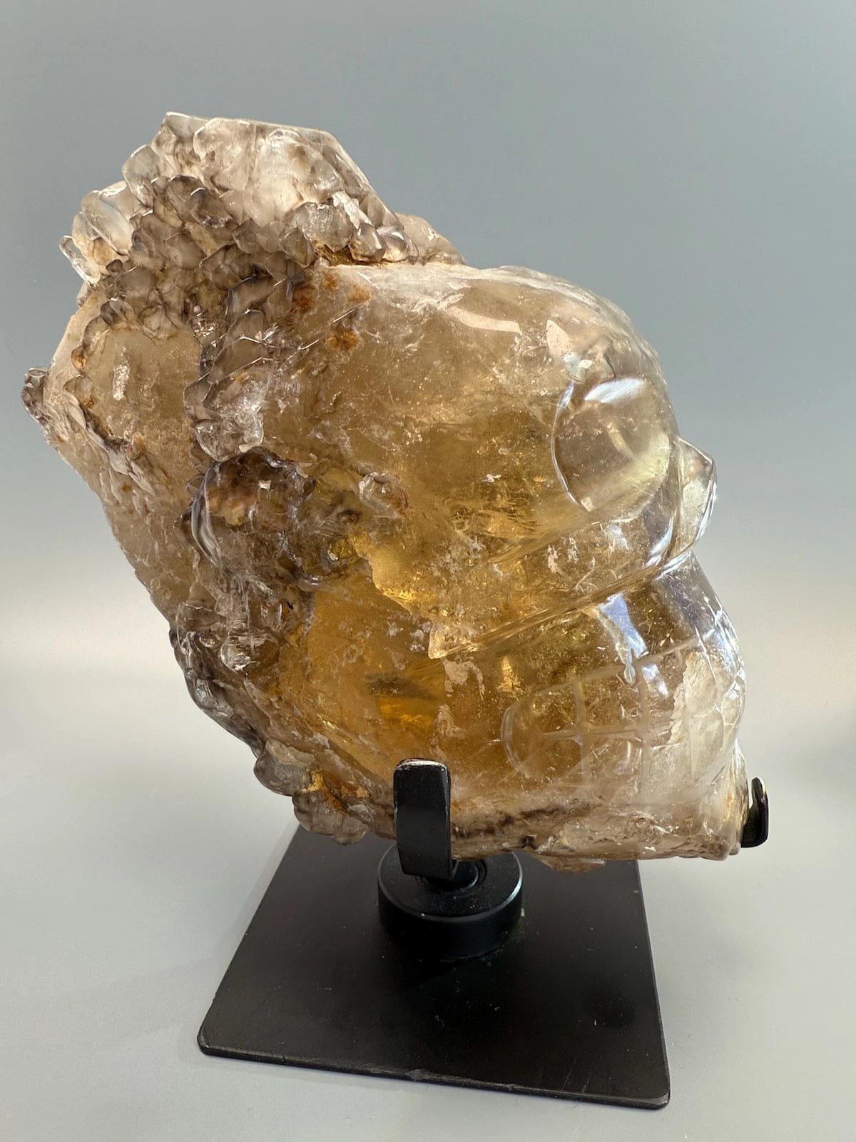 Statement Large Natural Citrine with Smokey Elestial Skull