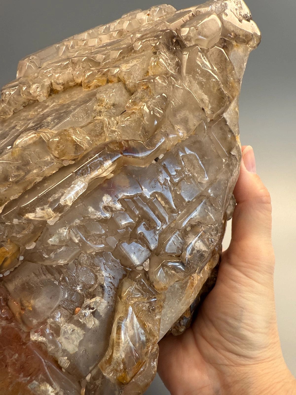 Statement Large Natural Citrine with Smokey Elestial Skull