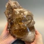 Statement Large Natural Citrine with Smokey Elestial Skull