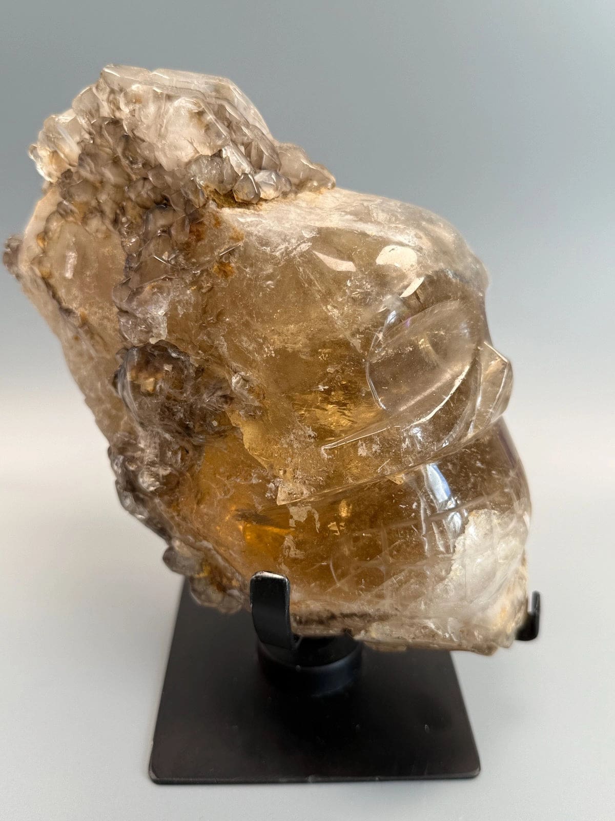 Statement Large Natural Citrine with Smokey Elestial Skull