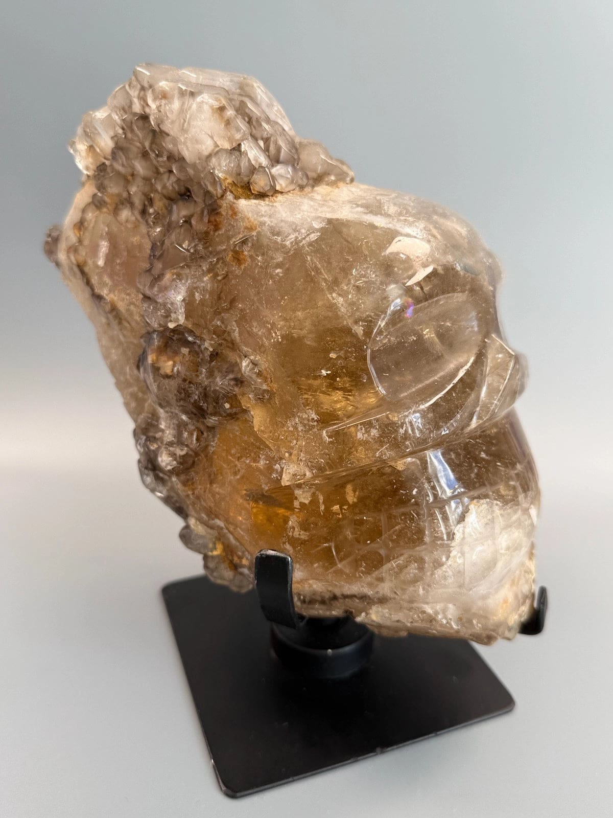 Statement Large Natural Citrine with Smokey Elestial Skull
